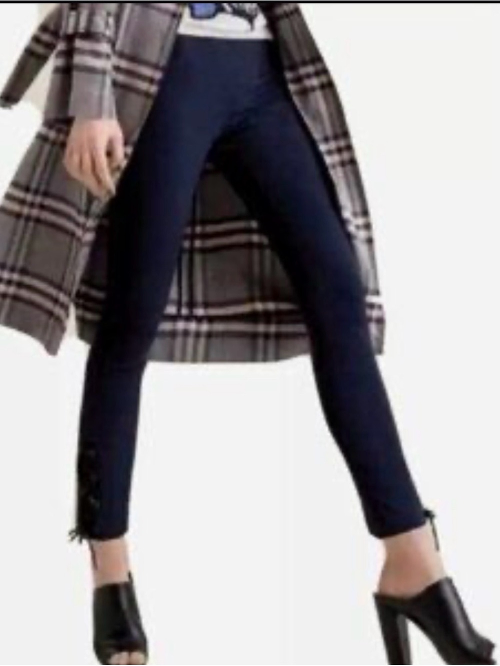 Rag & Bone Simone Lace up Hem Crop Ponte Pants Navy Blue NEW